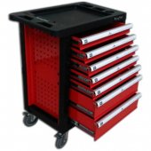 Тележка инструментальная 7-и полочная(красная) укомплектованная инструментом 220пр с пластиковой защитой корпуса+2 боковые перфорации Тележка инструментальная 7-и полочная(красная) укомплектованная инструментом 220пр с пластиковой защитой корпуса+2 боковые перфорации