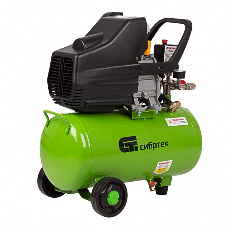 Компрессор воздушный КК-1500/24, 1,5 кВт, 198 л/мин, 24 л, прямой привод, масляный// Сибртех Компрессор воздушный КК-1500/24, 1,5 кВт, 198 л/мин, 24 л, прямой привод, масляный// Сибртех
