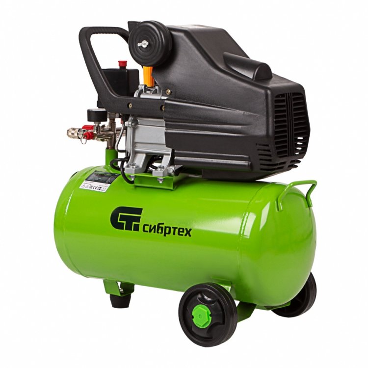 Компрессор воздушный КК-1500/24, 1,5 кВт, 198 л/мин, 24 л, прямой привод, масляный// Сибртех Компрессор воздушный КК-1500/24, 1,5 кВт, 198 л/мин, 24 л, прямой привод, масляный// Сибртех