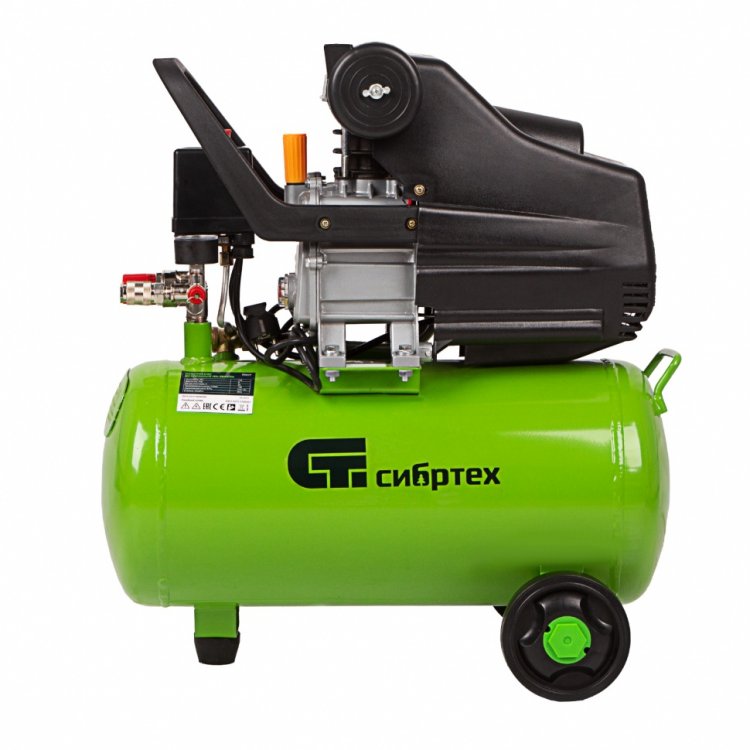 Компрессор воздушный КК-1500/24, 1,5 кВт, 198 л/мин, 24 л, прямой привод, масляный// Сибртех Компрессор воздушный КК-1500/24, 1,5 кВт, 198 л/мин, 24 л, прямой привод, масляный// Сибртех