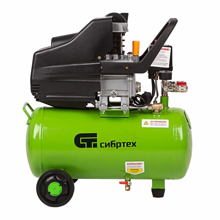 Компрессор воздушный КК-1500/24, 1,5 кВт, 198 л/мин, 24 л, прямой привод, масляный// Сибртех Компрессор воздушный КК-1500/24, 1,5 кВт, 198 л/мин, 24 л, прямой привод, масляный// Сибртех