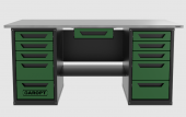 Верстак с ящиком двухтумбовый 5 ящиков /5 ящиков, зеленый 1800*700 GAROPT, GT1800Y1Y5Y5.green Верстак с ящиком двухтумбовый 5 ящиков /5 ящиков, зеленый 1800*700 GAROPT, GT1800Y1Y5Y5.green