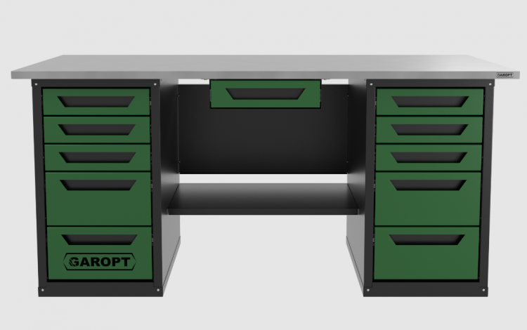 Верстак с ящиком двухтумбовый 5 ящиков /5 ящиков, зеленый 1800*700 GAROPT, GT1800Y1Y5Y5.green Верстак с ящиком двухтумбовый 5 ящиков /5 ящиков, зеленый 1800*700 GAROPT, GT1800Y1Y5Y5.green