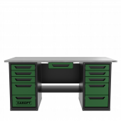 Верстак с ящиком двухтумбовый 5 ящиков /5 ящиков, зеленый 1800*700 GAROPT, GT1800Y1Y5Y5.green