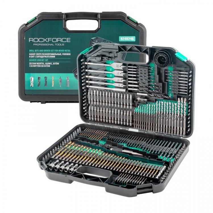 Набор сверл разнопрофильных, головок и бит с битодержателями HSS 4241 246пр., в кейсе Набор сверл разнопрофильных, головок и бит с битодержателями HSS 4241 246пр., в кейсе