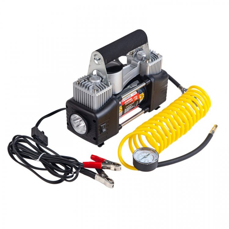 Компрессор поршневой автомобильный двухцилиндровый F-2014243 "FORSAGE" (65л/мин, 23А) 12V Компрессор поршневой автомобильный двухцилиндровый F-2014243 "FORSAGE" (65л/мин, 23А) 12V