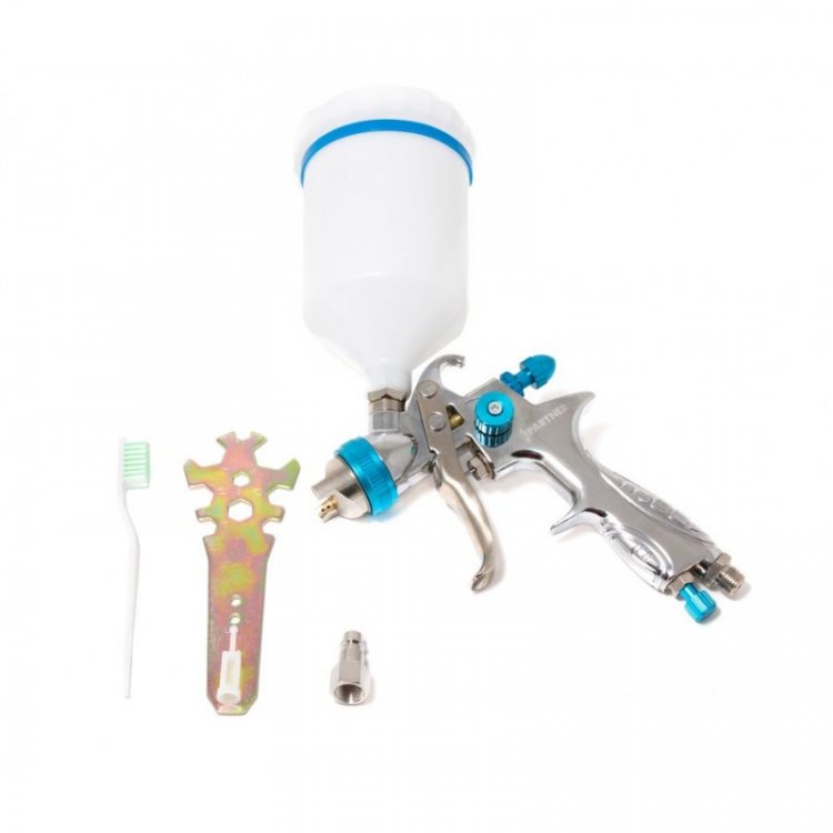 Краскораспылитель с верхним пластиковым бачком (600мл, 1.7мм, 3.5bar, 100-128 л/мин, присоед. резьба 1/4"+штуцер) Краскораспылитель с верхним пластиковым бачком (600мл, 1.7мм, 3.5bar, 100-128 л/мин, присоед. резьба 1/4"+штуцер)