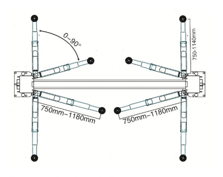 Подъемник г/п 4 т. упр.стопорами на 1-й колонне с анкерами и проставками
