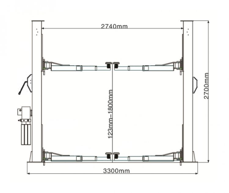 Подъемник г/п 4 т. упр.стопорами на 1-й колонне с анкерами и проставками
