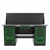 Верстак двухтумбовый 5 ящиков /5 ящиков с экраном и ящиком, зеленый 1800*700 GAROPT, GT1800Y1Y5Y5PP.green