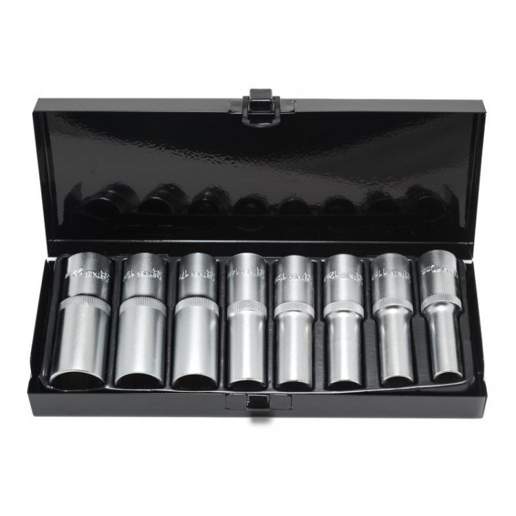 1/2" Набор головок удлиненных 8 пр. (6-гран.)(10-14,17,19,22) в металлическом кейсе