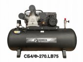 Компрессор поршневой 270.LB75 REMEZA (Белоруссия): 950 л/мин., 10 бар, ресивер 270 л., 5,5 кВт, 380В, габариты без упак. 1650x510x1150 мм, 195 кг.