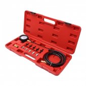 Тестер давления масла в комплекте с резьбовыми адаптерами-переходниками, в кейсе