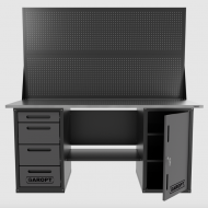 Верстак двухтумбовый дверь/4 ящиков с двумя экранами, серый 1800*700 Garopt, GT1800DY4PP2.grey Верстак двухтумбовый дверь/4 ящиков с двумя экранами, серый 1800*700 Garopt, GT1800DY4PP2.grey