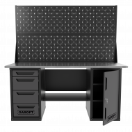 Верстак двухтумбовый дверь/4 ящиков с двумя экранами, серый 1800*700 Garopt, GT1800DY4PP2.grey