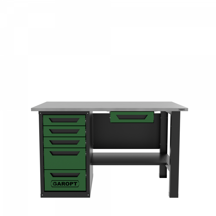 Верстак с ящиком однотумбовый 5 ящиков, зеленый 1400*700 Garopt, GT1400STY1Y5.green