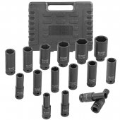 Набор головок ударных глубоких, 16пр.,1/2"(10-19, 21, 22, 24, 27, 30, 32мм),в кейсе Набор головок ударных глубоких, 16пр.,1/2"(10-19, 21, 22, 24, 27, 30, 32мм),в кейсе