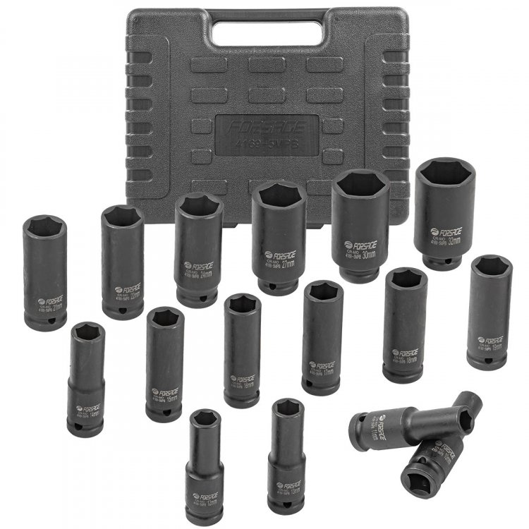 Набор головок ударных глубоких, 16пр.,1/2"(10-19, 21, 22, 24, 27, 30, 32мм),в кейсе