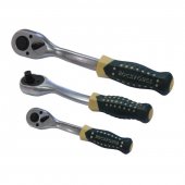 Трещотка реверсивная усиленная изогнутая с резиновой ручкой 1/2" (72зуб.)