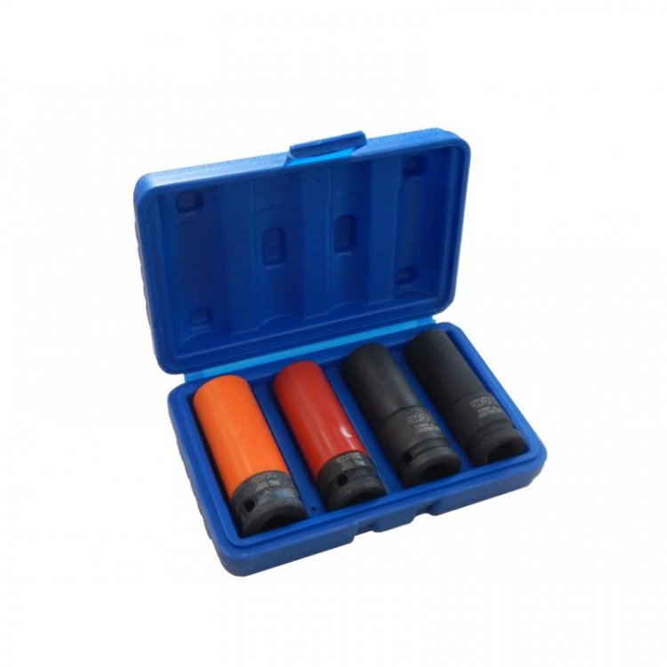 1/2"Набор головок ударных тонкостенных 4 пр.(17,19+17.19 мм,в защитном кожухе ) 6гр.сталь повышенной прочности 440SCM 1/2"Набор головок ударных тонкостенных 4 пр.(17,19+17.19 мм,в защитном кожухе ) 6гр.сталь повышенной прочности 440SCM