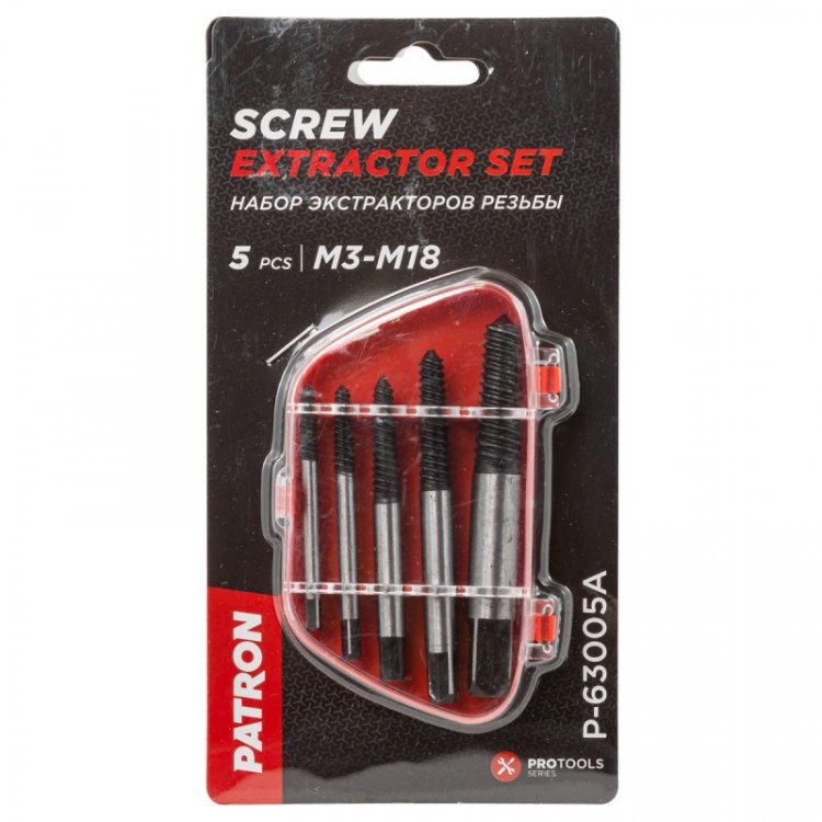 Набор экстракторов резьбы  HSS 4241,5пр.(М3-М18, "мелкий шаг"), в пластиковом футляре