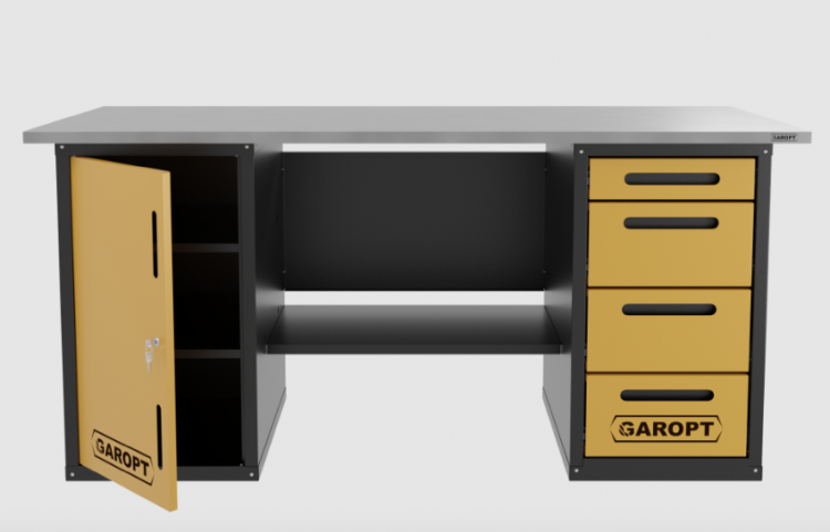 Верстак двухтумбовый дверь/4 ящиков, желтый 1800*700 Garopt, GT1800DY4.yell Верстак двухтумбовый дверь/4 ящиков, желтый 1800*700 Garopt, GT1800DY4.yell