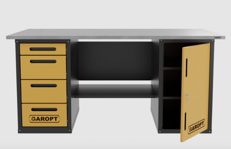 Верстак двухтумбовый дверь/4 ящиков, желтый 1800*700 Garopt, GT1800DY4.yell Верстак двухтумбовый дверь/4 ящиков, желтый 1800*700 Garopt, GT1800DY4.yell