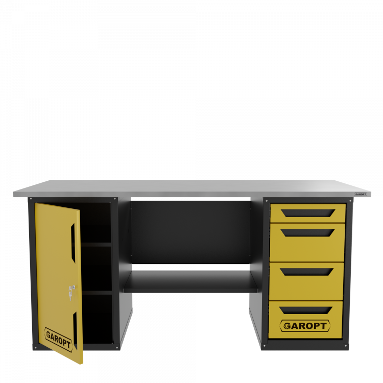 Верстак двухтумбовый дверь/4 ящиков, желтый 1800*700 Garopt, GT1800DY4.yell