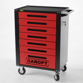 Тележка инструментальная Garopt 7 ящиков КРАСНАЯ, центральный замок, увеличенные колеса, доводчики,  GAROPT  Серия "High", высота 1040мм