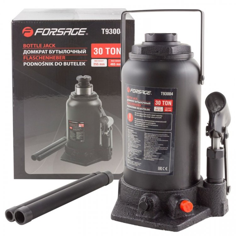 Домкрат гидравлический бутылочный, 30т (с предохранительным клапаном, минимальная высота: 255 мм, ход штока: 168 мм, ход винта: 60 мм, максимальная вы Домкрат гидравлический бутылочный, 30т (с предохранительным клапаном, минимальная высота: 255 мм, ход штока: 168 мм, ход винта: 60 мм, максимальная вы