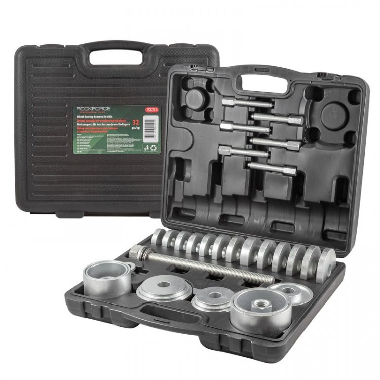 Набор инструментов для замены ступичных подшипников32пр.(50,55,59,63.3,66.6,70.3,71.5,73.1,73.4,74.8,77.5,81.5,83.4мм; Оправки:76,86,91,102 мм)в кейсе Набор инструментов для замены ступичных подшипников32пр.(50,55,59,63.3,66.6,70.3,71.5,73.1,73.4,74.8,77.5,81.5,83.4мм; Оправки:76,86,91,102 мм)в кейсе