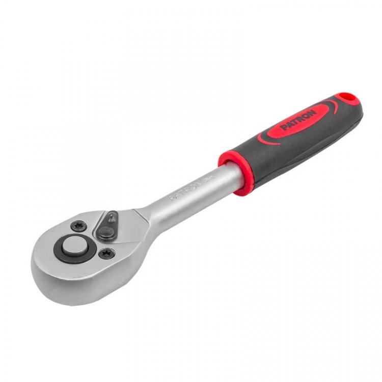 Трещотка реверсивная с резиновой ручкой 1/4"(L-160мм, 45зуб.),на пластиковом держателе Трещотка реверсивная с резиновой ручкой 1/4"(L-160мм, 45зуб.),на пластиковом держателе