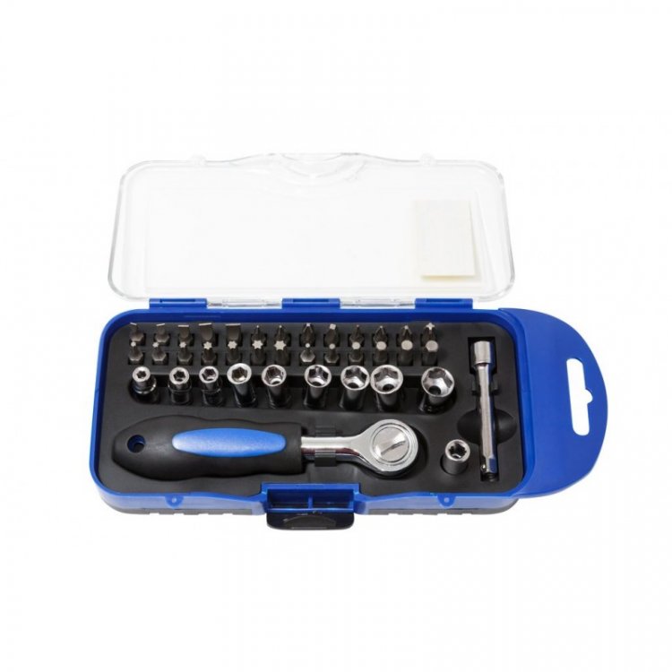 Набор инструментов 1/4", 38пр. (6гр.)(4-12мм), в пластиковом футляре