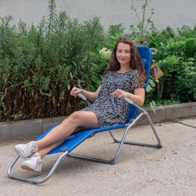 Шезлонг складной (670х1250мм, макс. нагрузка 150кг,сталь, полиэстер, синий)