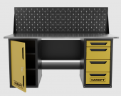 Верстак двухтумбовый дверь/4 ящиков с экраном, желтый 1800*700 Garopt, GT1800DY4PP.yell