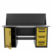 Верстак двухтумбовый дверь/4 ящиков с экраном, желтый 1800*700 Garopt, GT1800DY4PP.yell