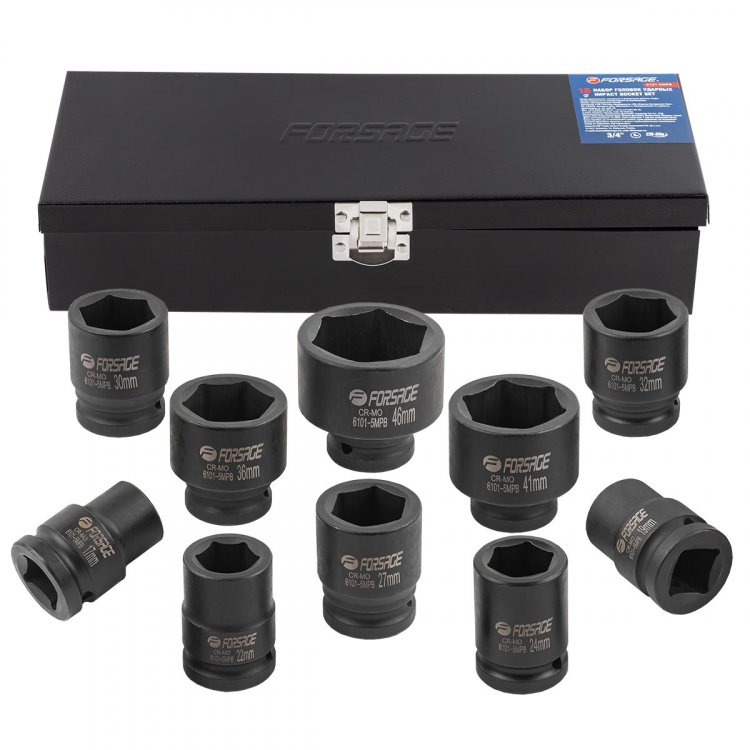 Набор головок ударных 3/4"10пр.  (6гр.) (17,19,22,24,27,30,32,36,41,46мм) в кейсе