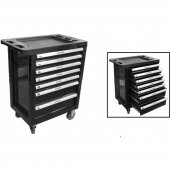 Тележка инструментальная 7-и полочная(черная) с пластиковой защитой корпуса+2боковые перфорации,460х770х980(полки:65х400х530-5шт,140х400х530мм-2шт)