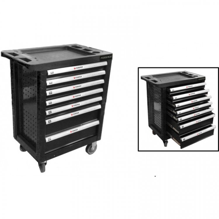 Тележка инструментальная 7-и полочная(черная) с пластиковой защитой корпуса+2боковые перфорации,460х770х980(полки:65х400х530-5шт,140х400х530мм-2шт) Тележка инструментальная 7-и полочная(черная) с пластиковой защитой корпуса+2боковые перфорации,460х770х980(полки:65х400х530-5шт,140х400х530мм-2шт)