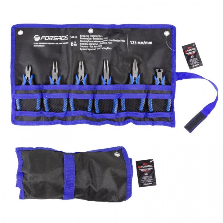 Набор шарнирно-губцевого инструмента мини 6пр. 5"-125мм(бокорезы, плоскогубцы-2шт, утконосы прямые/изогнутые, кусачки торцевые), на полотне Набор шарнирно-губцевого инструмента мини 6пр. 5"-125мм(бокорезы, плоскогубцы-2шт, утконосы прямые/изогнутые, кусачки торцевые), на полотне