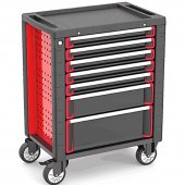 Тележка инструментальная 7-и полочная (красная) с пластиковой защитой корпуса + 2 боковых перфорации, 460х730х930мм (размеры полок: 55х395х530мм-5шт, Тележка инструментальная 7-и полочная (красная) с пластиковой защитой корпуса + 2 боковых перфорации, 460х730х930мм (размеры полок: 55х395х530мм-5шт,