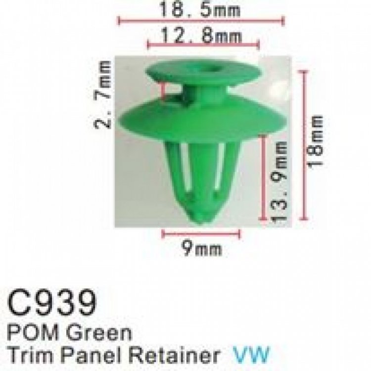 Клипса для крепления внутренней обшивки а/м европейских а/м пластиковая (100шт/уп.)