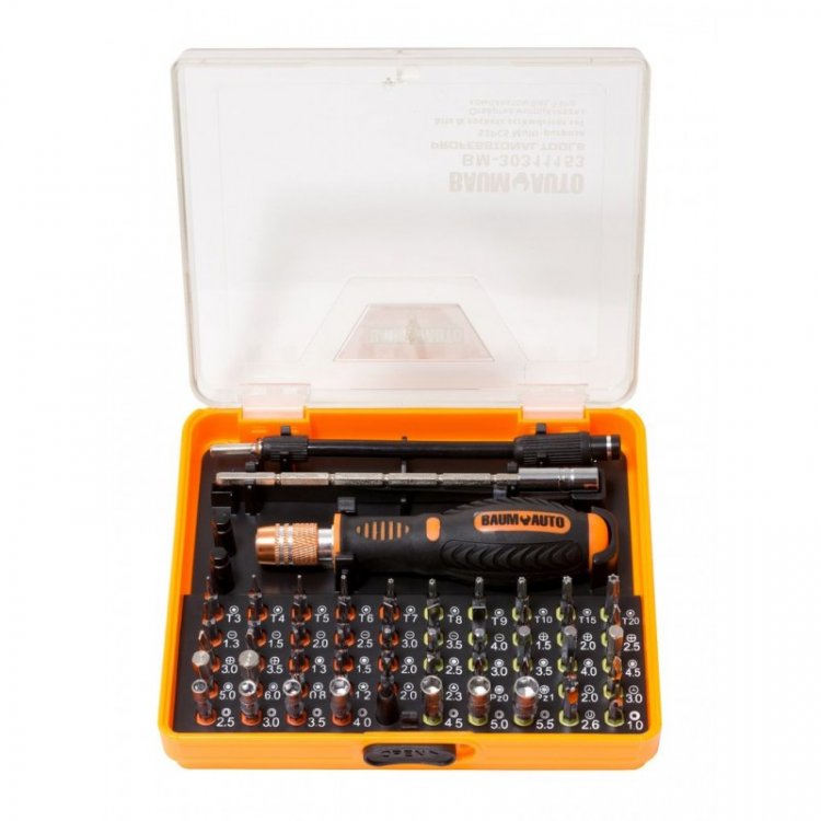 Отвертка телескопическая многоцелевая с удлинителем, пинцетом, набором бит и головок, 53пр.(T,TH,H,SL,PH,PZ,спец. биты; HEX 2.5-5.5мм), в футляре Отвертка телескопическая многоцелевая с удлинителем, пинцетом, набором бит и головок, 53пр.(T,TH,H,SL,PH,PZ,спец. биты; HEX 2.5-5.5мм), в футляре