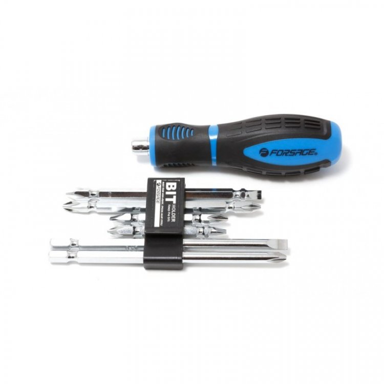 Отвертка-держатель переставная с комплектом бит(L65ммPH1-5mm, PH2-6mm,L110ммPH1-5mm,PH2-PH2mm,L127,PH2,6mm)7пр.на блистере