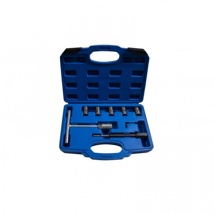 Набор фрез для чистки и восстановления посадочных мест форсунок, 7пр. (размер фрез: 17x21, 17x19, 15x19, 17x17мм) в кейсе