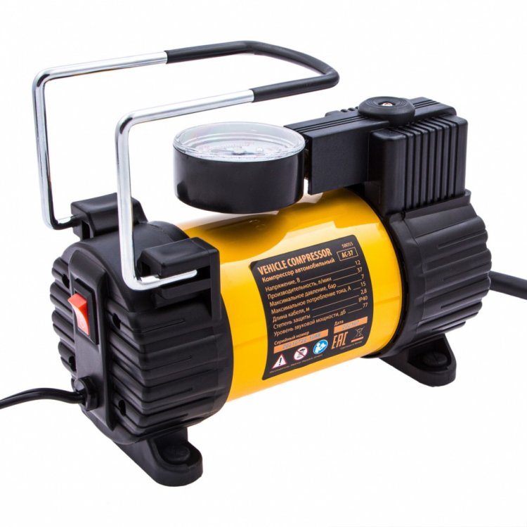 Компрессор автомобильный AC-37, 12 В, 7 атм., 37 л/мин, автомоб. предохранитель// Denzel Компрессор автомобильный AC-37, 12 В, 7 атм., 37 л/мин, автомоб. предохранитель// Denzel