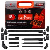 Набор удлинителей и адаптеров 18пр. 1/4" 3/8" 1/2" Набор удлинителей и адаптеров 18пр. 1/4" 3/8" 1/2"