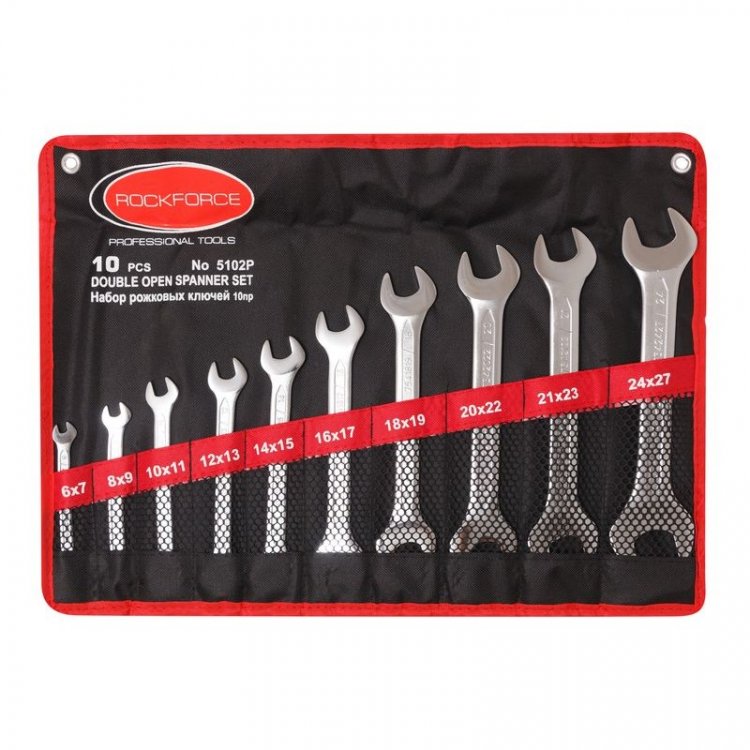 Набор ключей рожковых 10пр. (8х10, 9х11, 12х13, 14х15, 16х17, 18х19, 21х23, 22Х24 27х30, 32Х36мм) на полотне