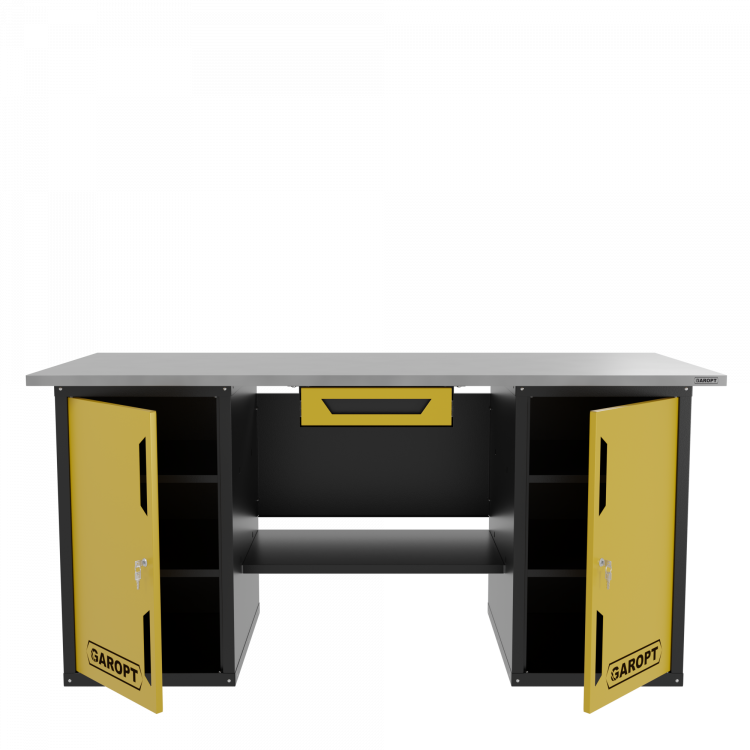 Верстак двухтумбовый с ящиком, желтый 1800*700 Garopt, GT1800DDY1.yell
