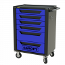 Тележка инструментальная Garopt 6 ящиков СИНЯЯ, центральный замок, увеличенные колеса, доводчики, GAROPT Серия "High", высота 1040мм